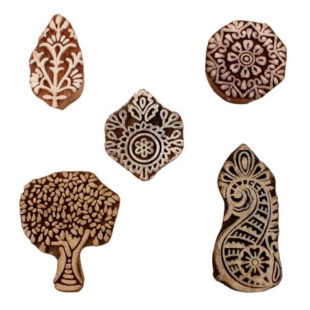 Set of 5 Piece New Mix Wooden Printing Blocks